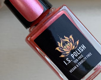 Fiery Flammingo pink peach coral pearl  nail polish