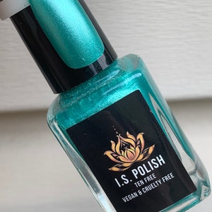 Aquamarine Affair teal silver green nail polish