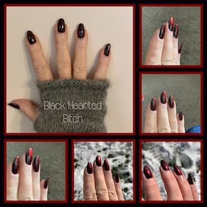 Black Hearted B* tch black to red chrome polish