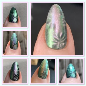 Snow Angels - magnetic polish green pink silver