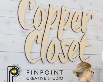 Wood 3D Letters Business Sign Logo Cut Out for Wall