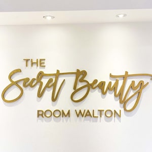 Beauty Business Interior Wall Logo Sign Gold