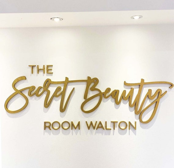 Beauty Business Interior Wall Logo Sign Gold