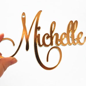 Custom Name Ornament, Mirrored Gold or Silver