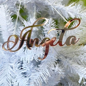 Rose Gold Name Christmas Ornament Custom Mirror Acrylic
