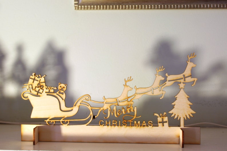 Wood Christmas Village Scene, Laser Cut Rustic, Christmas Decoration, Mantel Piece image 3