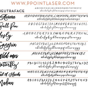 K&ouml;nnte beinhalten: Eine Grafik, die 10 verschiedene Schriftarten zeigt, wobei der Name jeder Schriftart auf der linken Seite des Bildes und das Alphabet in Gro&szlig;- und Kleinbuchstaben auf der rechten Seite des Bildes aufgef&uuml;hrt ist. Die Schriftarten sind: Neutraface, Aurora, Ball Pen, Lesly, Sangria, Wild ones, Betterfly, Tail of Hawks und Madina.