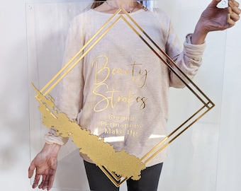 Gold Mirror Salon Sign, Photography Sign, Interior Wall Sign, Custom Made