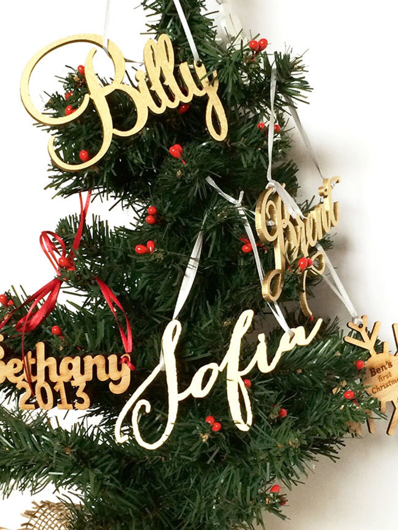 Custom Name Ornament Gold Script Calligraphy Carolyna Font Etsy