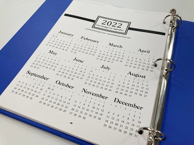 2021 FULL SIZE Binder Calendars Black Script 8 1/2 x 11 | Etsy