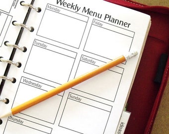 Planner Size - MENU PLANNER Forms - PDF File