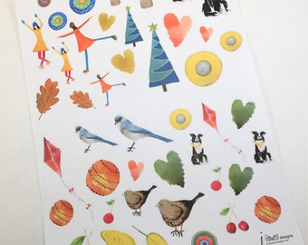 Planner Sticker Variety Pack - Watercolor Artwork - Full Page