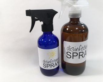 DISINFECTANT SPRAY Jar Labels-Weatherproof Polyester Label-Recipe Printed On Label-6 Count