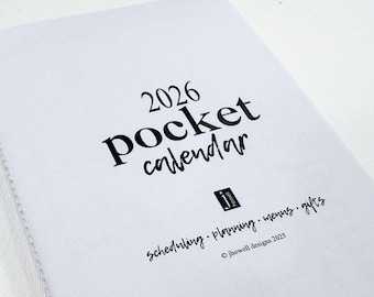 2026 Mini Printable Pocket Calendar – Minimalist Style, Instant Download - Printable PDF