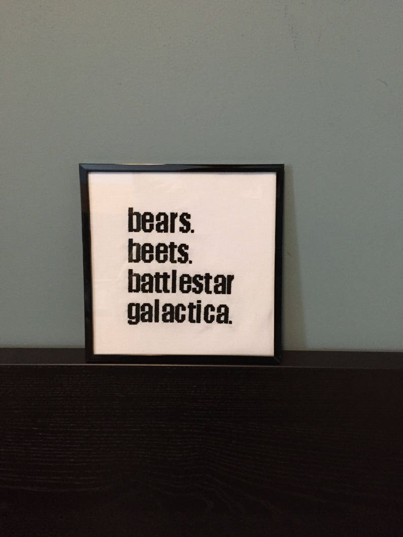 Bears Beets Battlestar Galactica Cross Stitch Custom Order