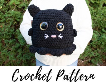 Crochet Black Cat Plushie Pattern, Kitty Cat Ghosty Amigurumi Pattern PDF Download