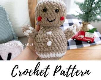 Crochet Gingerbread Man Plushie Pattern, Gingerbread Man Amigurumi Pattern PDF Download