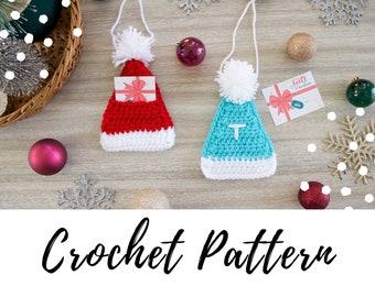 Crochet Gift Card Holder and Ornament Pattern, Santa Hat Crochet Ornament, Crochet Pattern