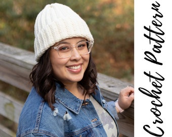 Crochet Ribbed Beanie Pattern: Easy Double Brim Hat (PDF Download)