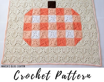 Crochet Gingham Pumpkin Granny Square Blanket Pattern (PDF Download)