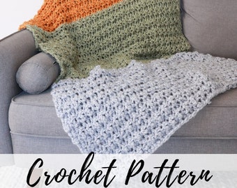 Crochet Chunky Blanket Pattern, Baby, Toddler, Throw, Queen Sizes, PDF download