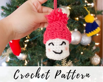 Crochet Marshmallow Ornament, Crochet Marshmallow Amigurumi, Crochet pdf pattern, Christmas Decoration, Christmas Ornament