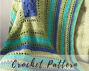 Crochet Granny Filet Blanket Pattern: Easy Modern Afghan (PDF Pattern)