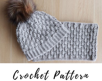 Crochet Hat and Scarf Set Pattern, Crochet Hat Pattern, Crochet Cowl pattern, Crochet Beanie pattern for women, crochet hat pattern pdf