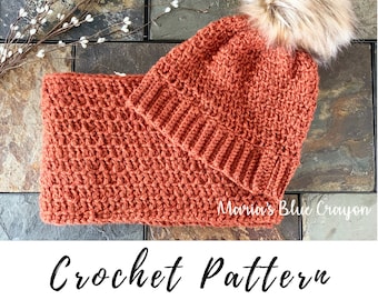 Crochet Hat and Scarf Set Pattern, Crochet Hat Pattern, Crochet Scarf Pattern, Instant PDF Download