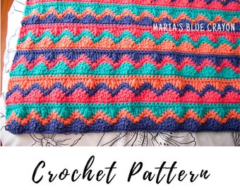 Crochet Chevron and Waves Blanket Pattern, PDF Crochet Pattern Download, Crochet Baby Blanket Pattern
