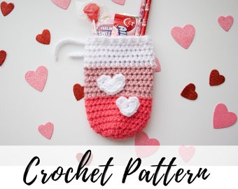 Crochet Valentine Treat Bags, Crochet Candy Treat Bag for Kids, Crochet Pattern PDF Download