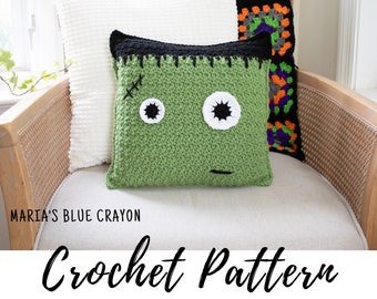 Crochet Frankenstein Pillow Pattern: Halloween Fall Decor (PDF Download)