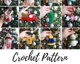 Crochet Christmas Ornament Pattern: 12 Holiday Designs (PDF Pattern)