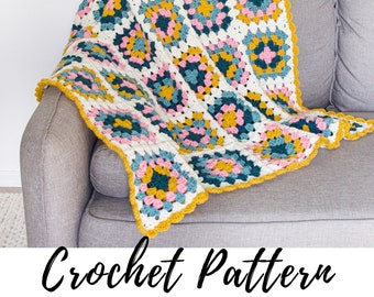 Crochet Granny Square Blanket Pattern, Crochet Baby Blanket Pattern, Instant PDF Download