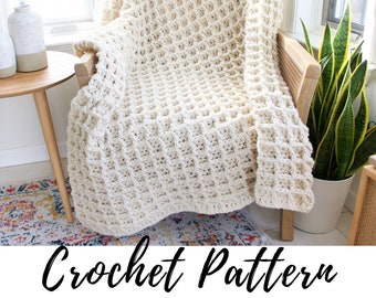 Crochet Blanket Pattern with Super Bulky Yarn, Thick + Warm