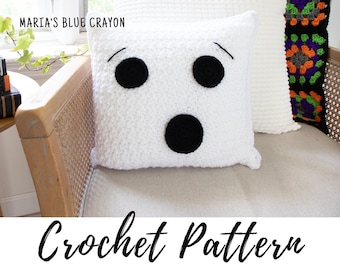 Patrón de almohada fantasma de crochet: Decoración otoñal para Halloween (Descargar PDF)