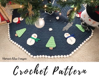 Crochet Snowman Christmas Tree Skirt Pattern (PDF Pattern)