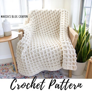 Crochet Blanket Pattern with Super Bulky Yarn, Thick Warm image 1