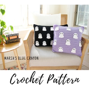 Patrón de almohada fantasma de crochet, almohada de crochet para Halloween, almohada de crochet para otoño, descarga en PDF