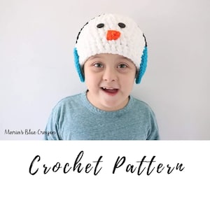 Crochet Snowman Hat Pattern for Kids, Crochet Snowman Hat Kids, Crochet Winter Beanie Pattern, Crochet Hat Pattern image 1