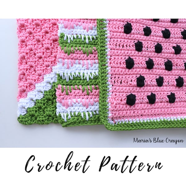 Crochet Watermelon Dishcloth Set Pattern, Crochet Washcloths Pattern, Instant PDF Download Crochet Pattern