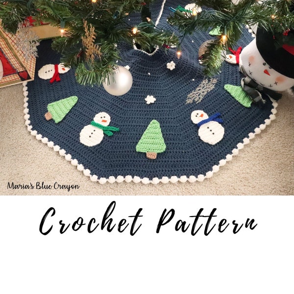 Crochet Christmas Tree Skirt Pattern, Snowman Tree Skirt Pattern, Crochet Snowman Pattern, Crochet Tree Skirt Pattern, Free Pattern