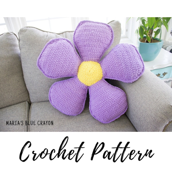 Flower Crochet Pillow Pattern, Crochet Hippie Flower Pillow, Amigurumi, Instant PDF Download