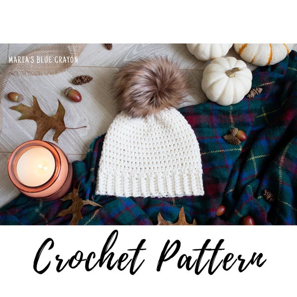 Crochet Hat Pattern, Basic Bottom Up Beanie Pattern in Any Size, Instant PDF Download