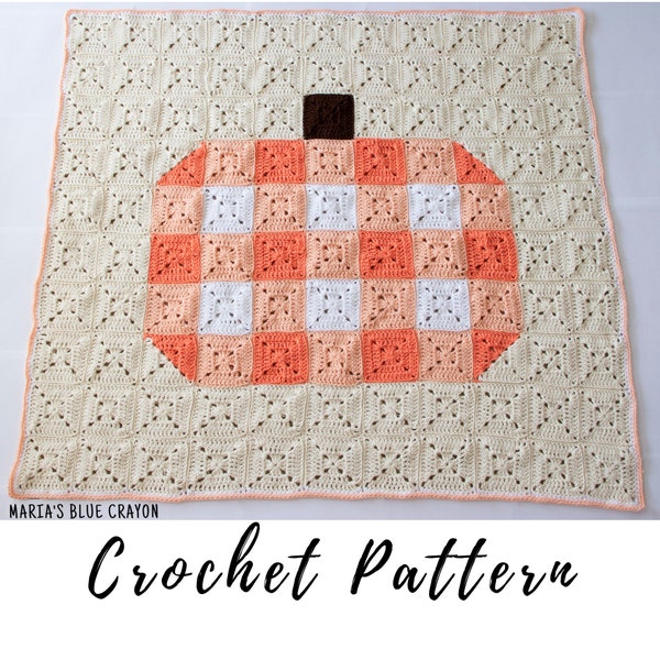 Crochet Pumpkin Blanket Pattern, Crochet Pumpkin Granny Square Blanket, Crochet Fall Blanket, PDF Download