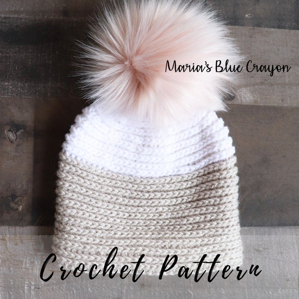 Crochet Hat Pattern, Crochet Beanie Pattern, Faux Knit Hat Pattern, Crochet Beanie pattern for women, crochet hat pattern pdf, Warm hat