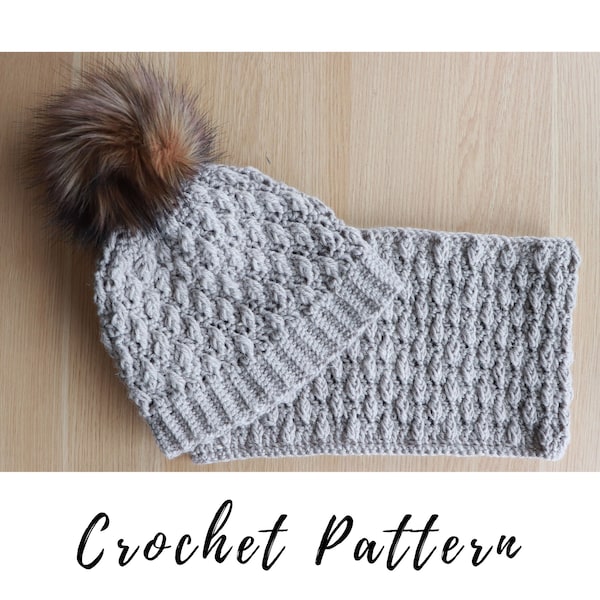 Crochet Hat and Scarf Set Pattern, Crochet Hat Pattern, Crochet Cowl pattern, Crochet Beanie pattern for women, crochet hat pattern pdf