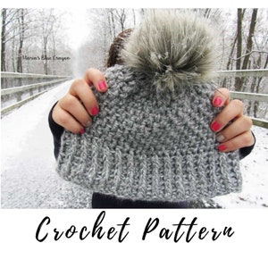 Snowden Beanie Crochet Hat Pattern, Crochet Hat Pattern, Crochet Beanie Pattern, Crochet Pom Hat Pattern for Women, Crochet hat pattern pdf