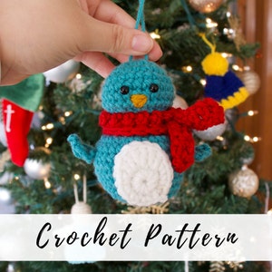 Ornamento pinguino all&#39;uncinetto, Pinguino all&#39;uncinetto Amigurumi, modello pdf all&#39;uncinetto, Decorazione natalizia, Ornamento natalizio