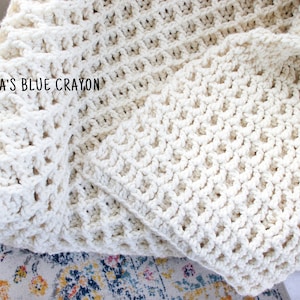 Crochet Blanket Pattern with Super Bulky Yarn, Thick + Warm image 5